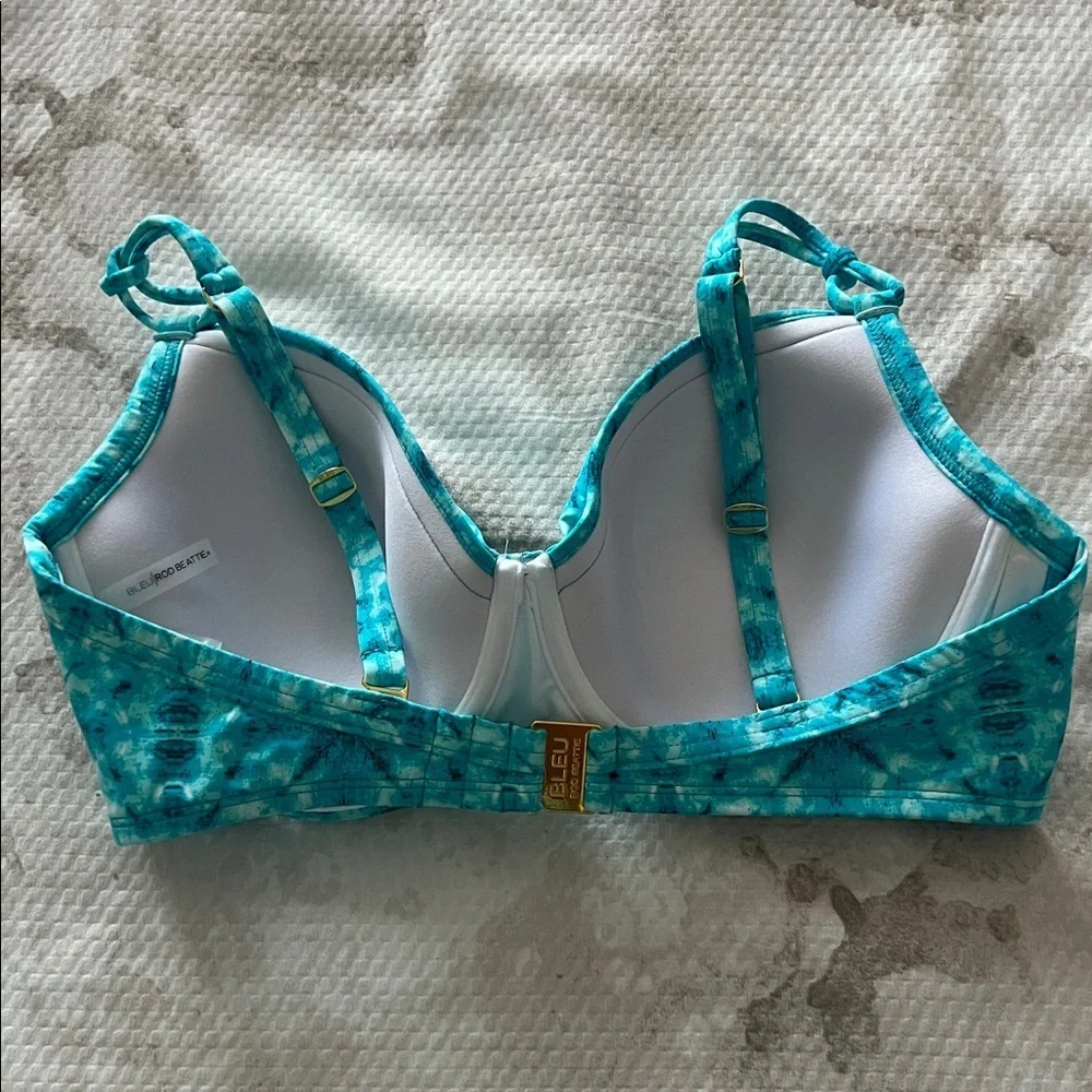 Bleu Rod Beattie Makes Waves Underwired Turquoise Tie-Dye Bikini Top Size 34DD